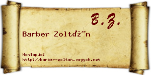 Barber Zoltán névjegykártya